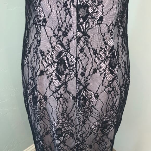 Vintage Nicole Miller 2004 Black nude Lace Overlay Nude Slip Dress Y2K 90s 8 - Picture 9 of 15